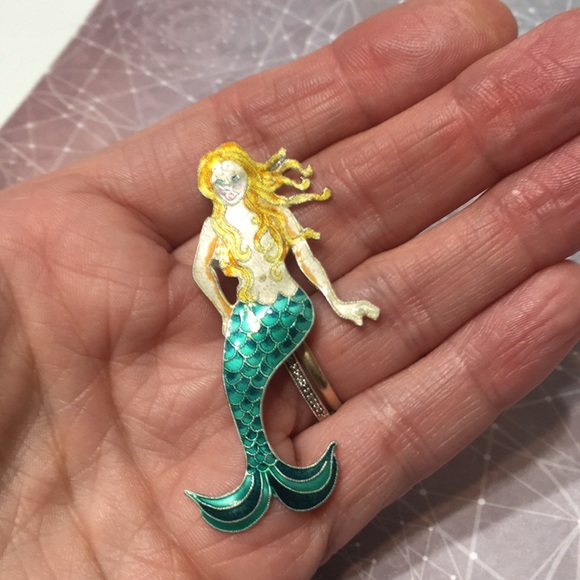 Mermaid enamel pin brooch 2.25” - Picture 5 of 7
